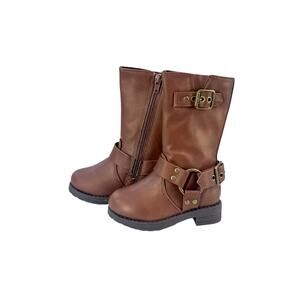 FabKids Brown Tall Harness Moto Boots - Size 5T
